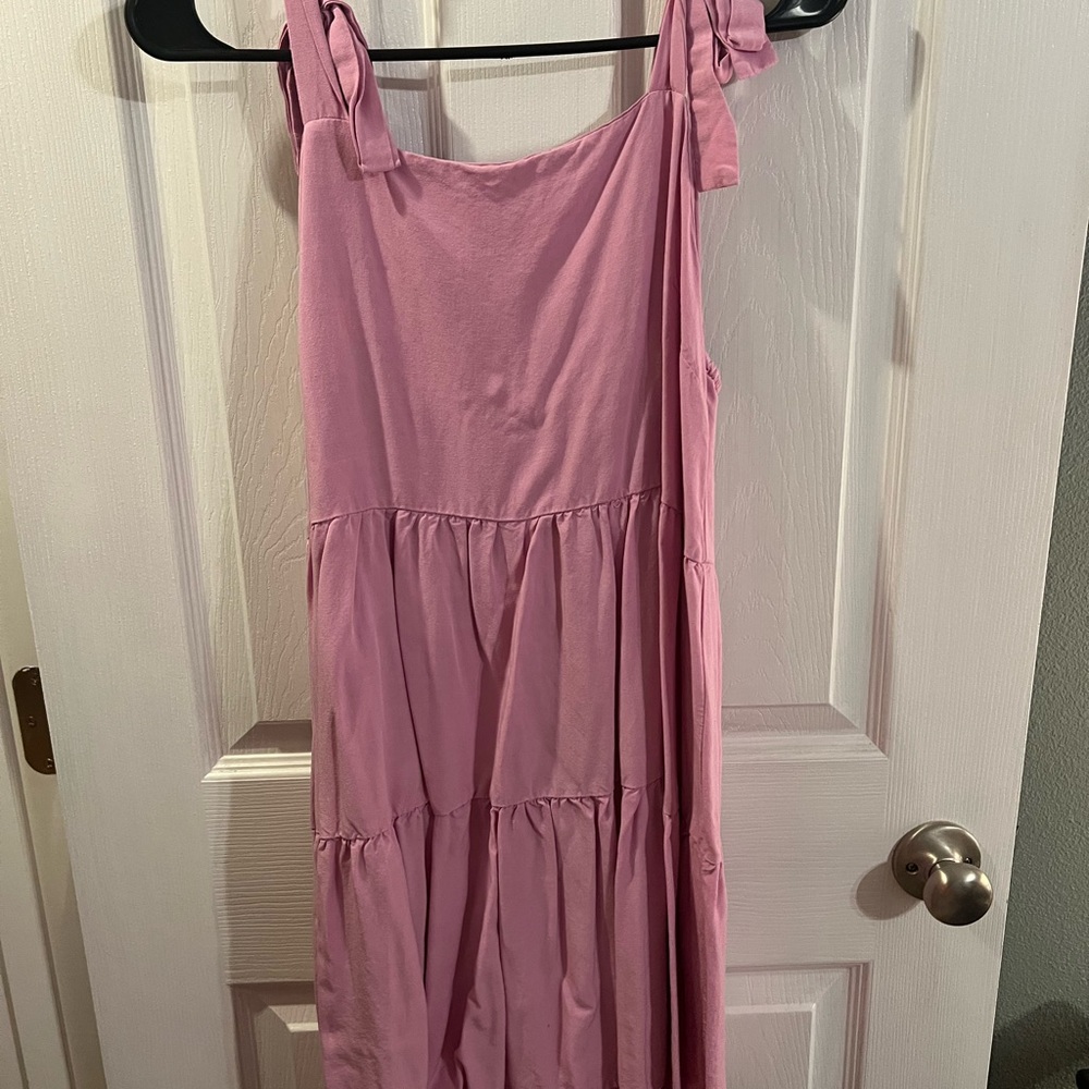 Pink Sleeveless Tiered Dress